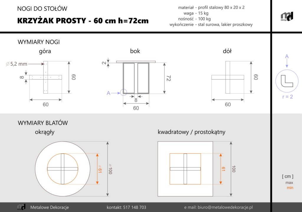 Tischbein Kreuz Einfach M - Image 5