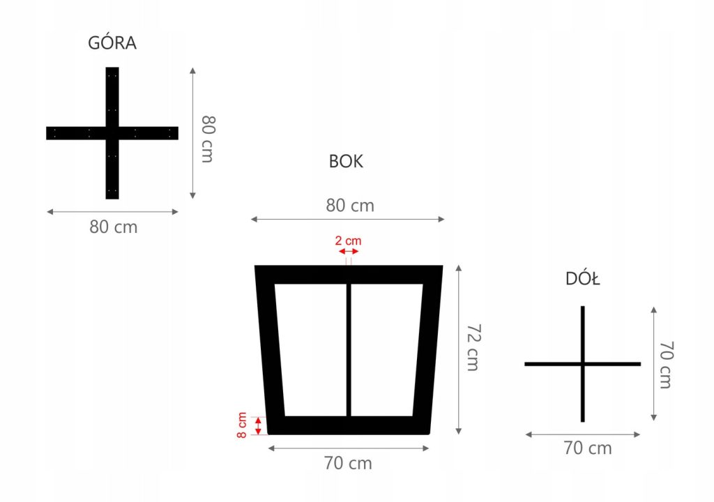 Tischbein Tectum side 80 cm L - Image 3