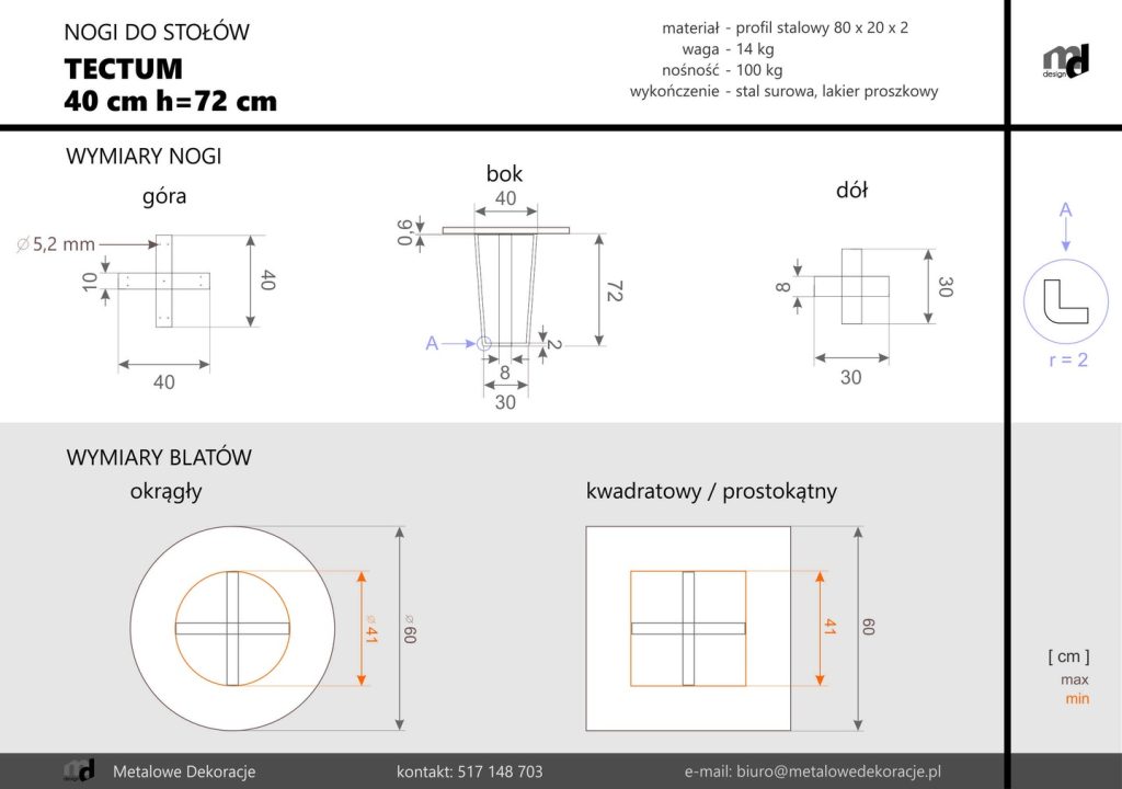 Couchtisch Gestell Tectum 40 cm S - Image 4
