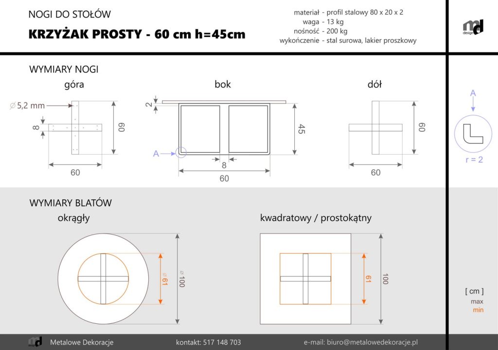 Couchtisch Gestell Kreuz Einfach M - Image 4