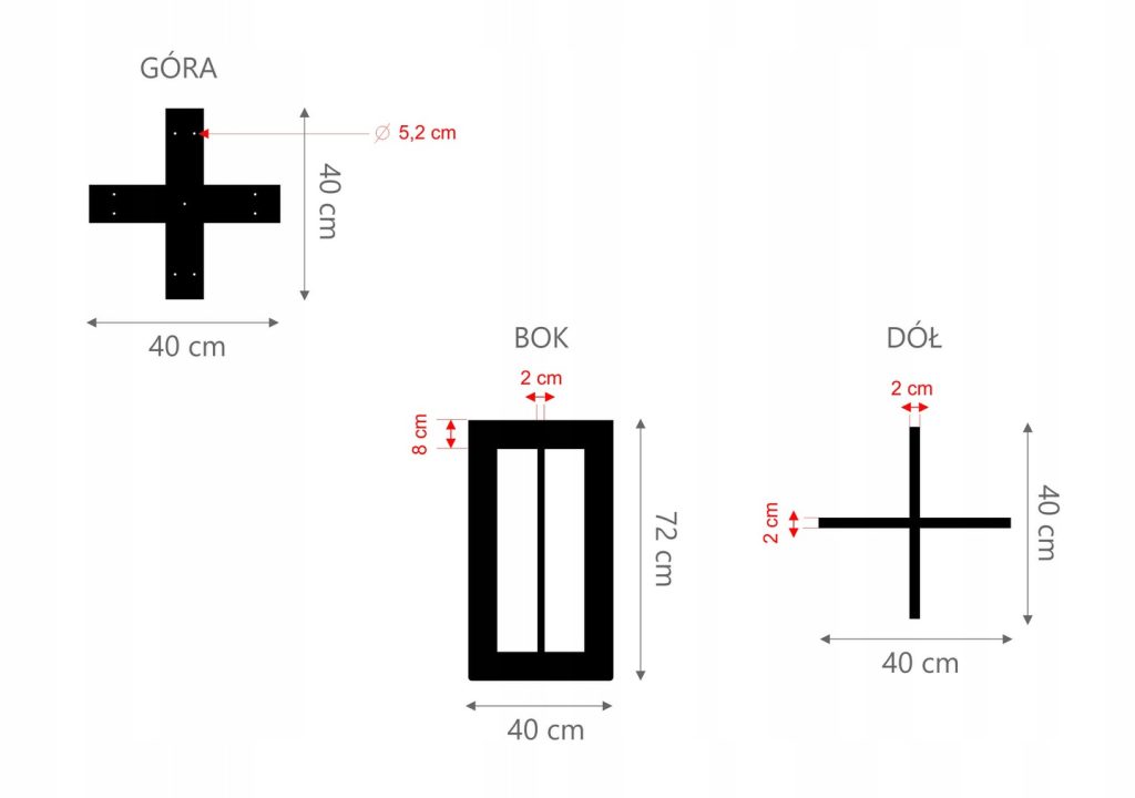 Tischbein Kreuz Einfach Side S - Image 3