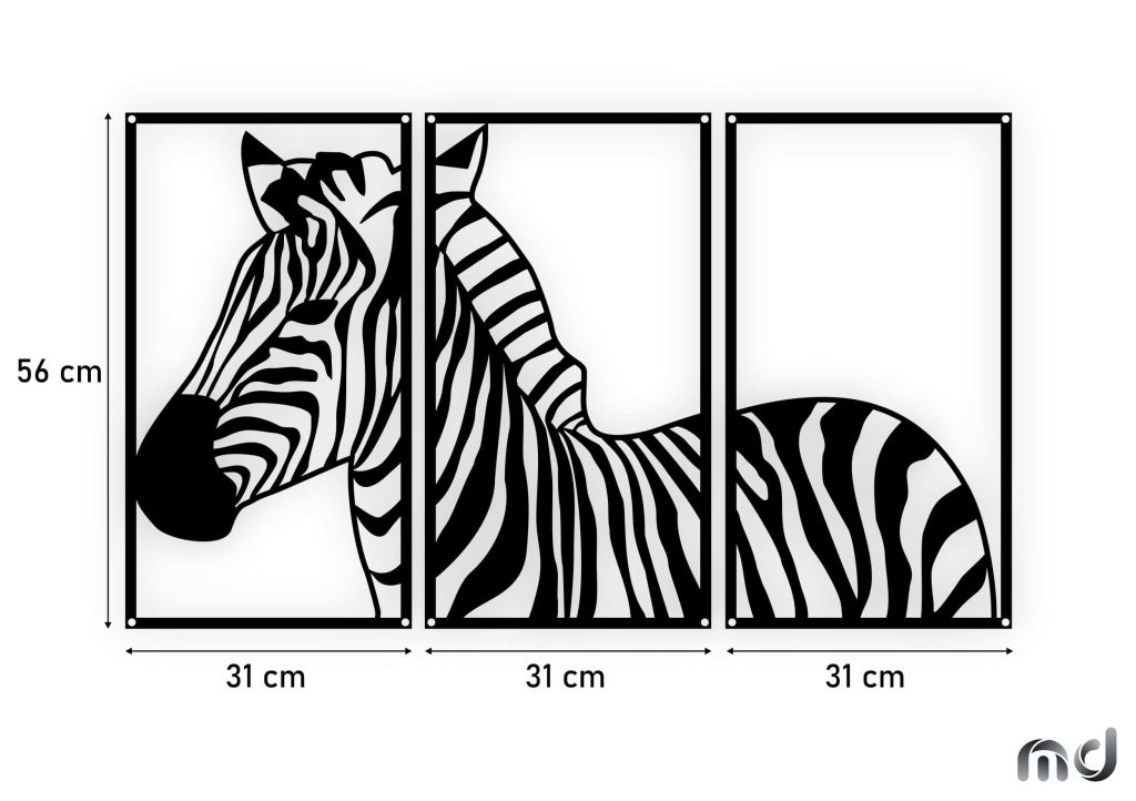 Wanddeko Metall Triptychon Zebra DES082 96 cm - Image 2