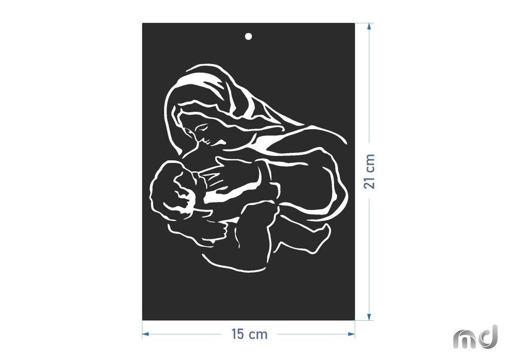 Mutter Gottes mit Jesukind Wandbild Metall KNS023 21 cm - Image 4