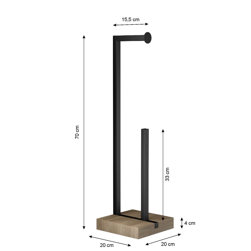 Toilettenpapierständer mit Ersatzrollenhalter und Holzsockel - Image 2