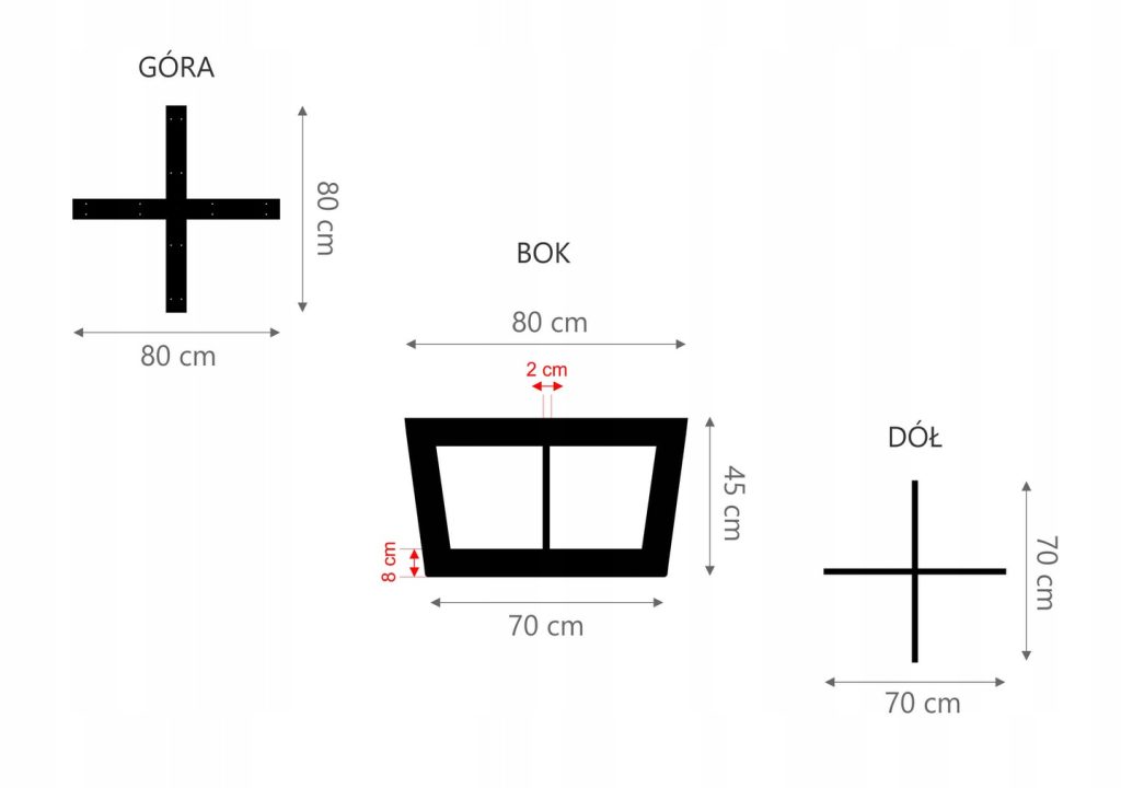 Couchtisch Gestell Tectum side 80 cm L - Image 2
