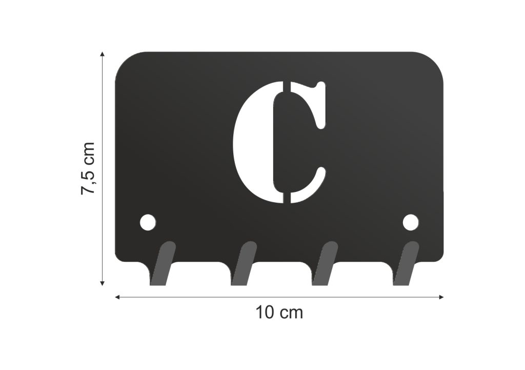 Wieszak metalowy na klucze WIE198 LITERKA C 10cm - Image 2