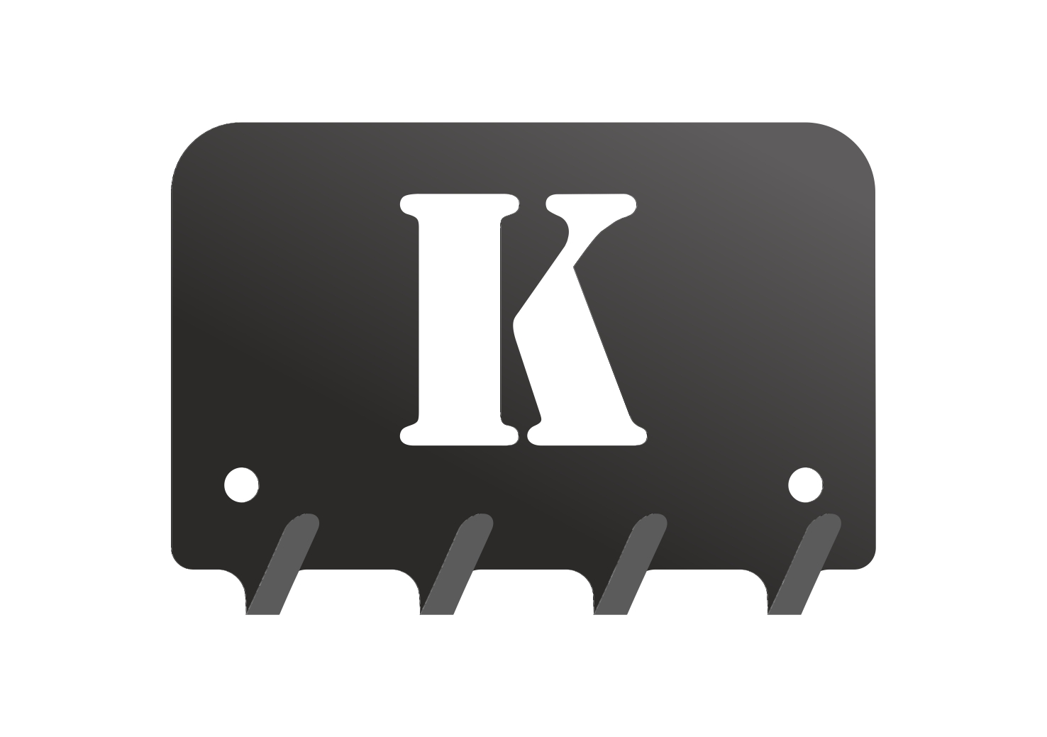 W206_10cm_czarna2mm Wieszak metalowy na klucze WIE206 LITERKA K 10cm - Image 1