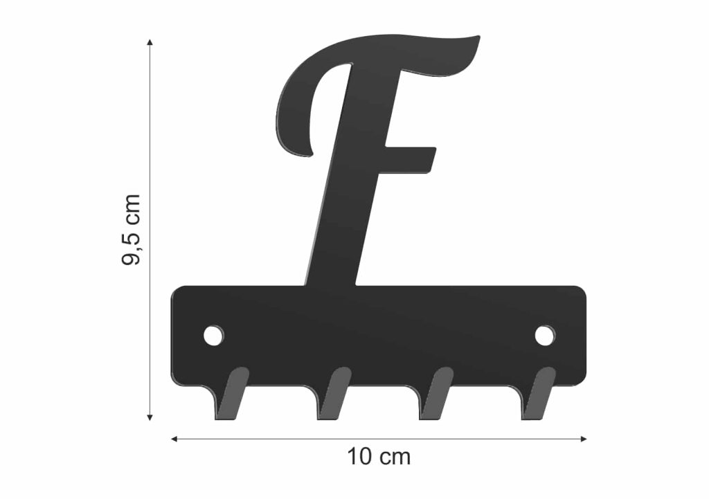 Wieszak metalowy na klucze WIE246 LITERKA F 10cm - Image 2