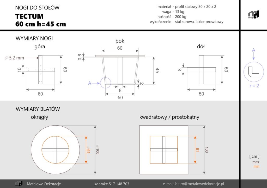 Couchtisch Gestell Tectum 60 cm M - Image 4