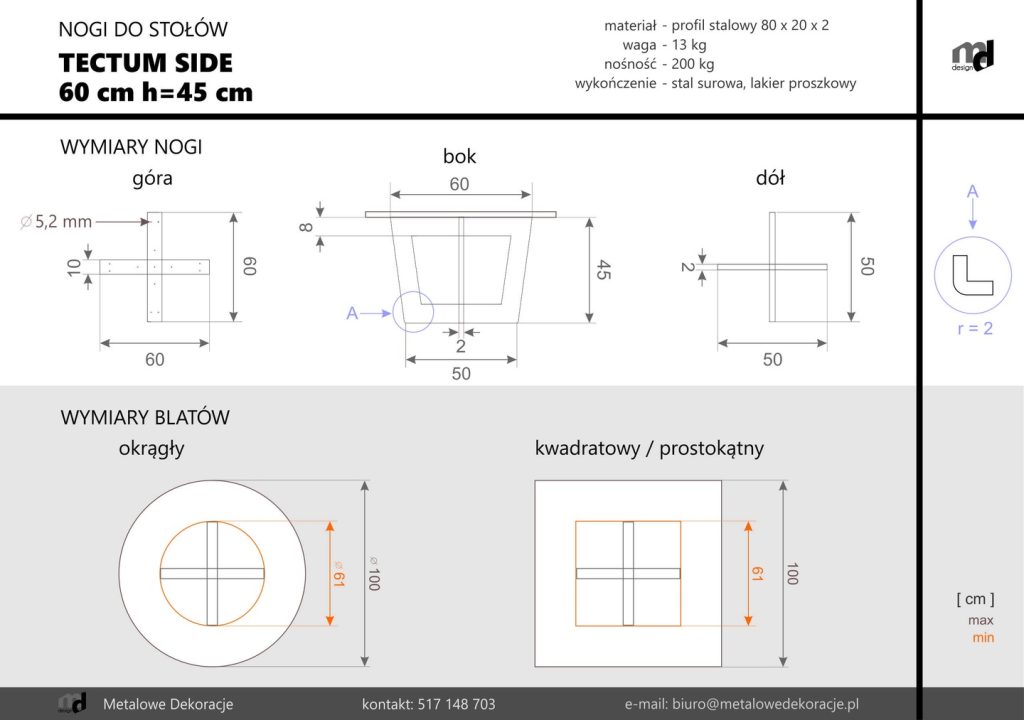 Couchtisch Gestell Tectum side 60 cm M - Image 4