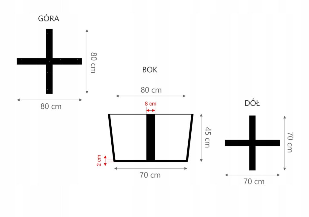 Couchtisch Gestell Tectum 80 cm L - Image 3
