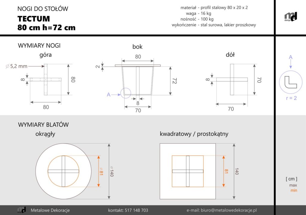 Couchtisch Gestell Tectum 80 cm L - Image 4