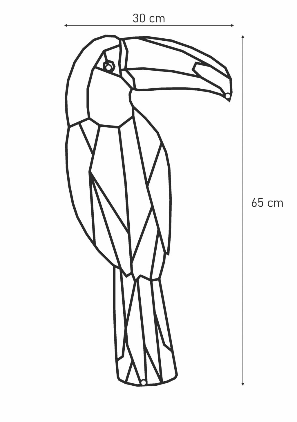 geometrisches Wanddeko Metall Tukan 65 cm - Image 2