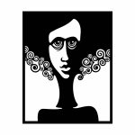 Wanddeko Metall Fräulein mit Locken 50 cm