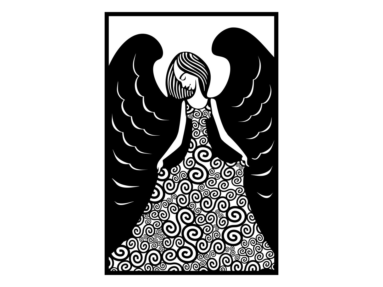 des097-100-cza Wanddeko Metall Engel 100 cm - Image 1