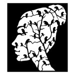 Wanddeko Metall Porträt mit Vogel 100 cm