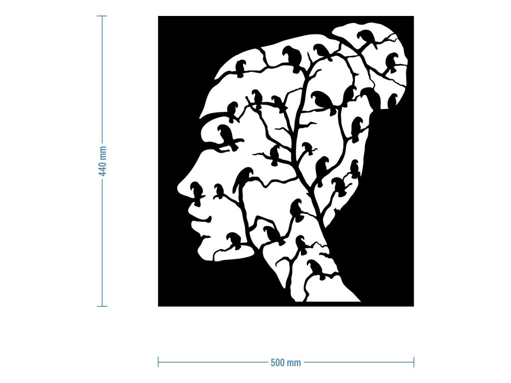 Wanddeko Metall Porträt mit Vogel 50 cm - Image 3
