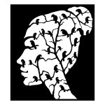 Wanddeko Metall Porträt mit Vogel 80 cm