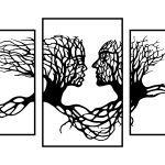 Wanddeko Metall Triptychon Bäume 100 cm