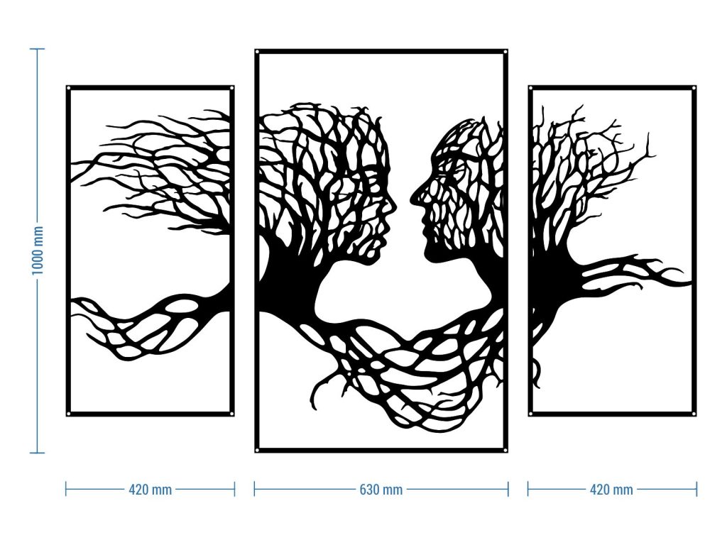 Wanddeko Metall Triptychon Bäume 100 cm - Image 3