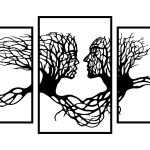 Wanddeko Metall Triptychon Bäume 70 cm