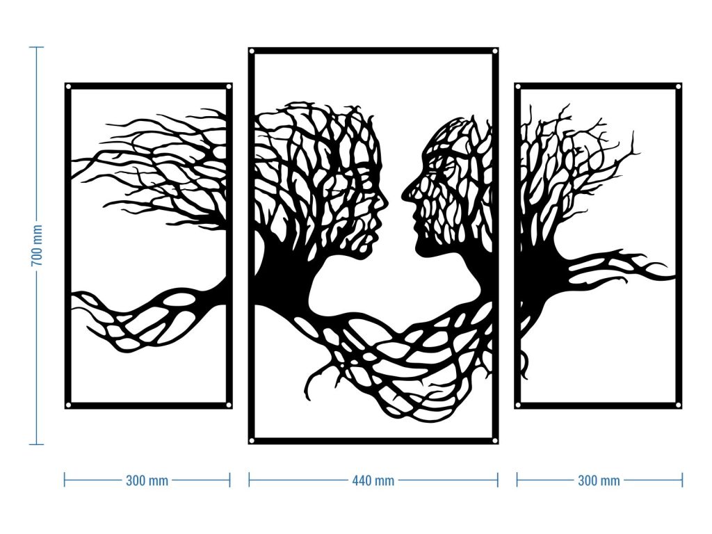 Wanddeko Metall Triptychon Bäume 70 cm - Image 2