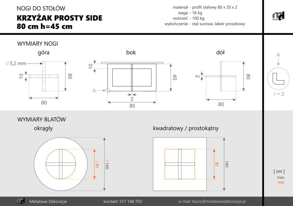 Couchtisch Gestell Tectum side 80 cm L - Image 3