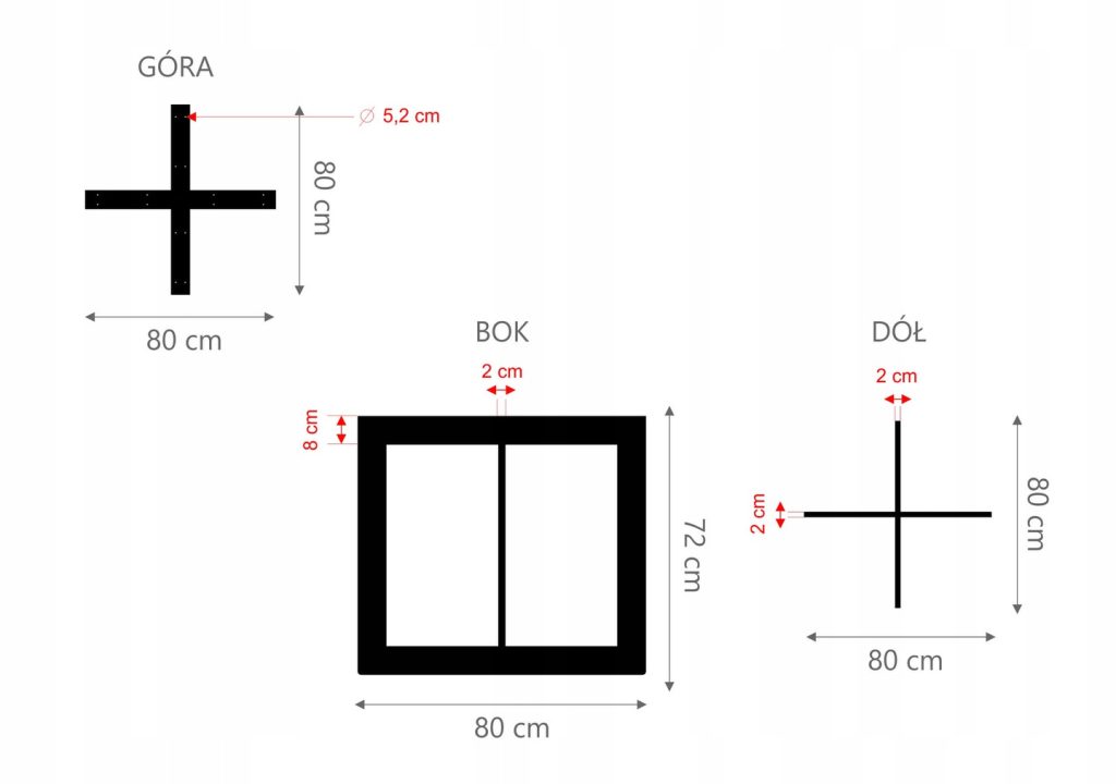 Tischbein Kreuz Einfach Side L - Image 3