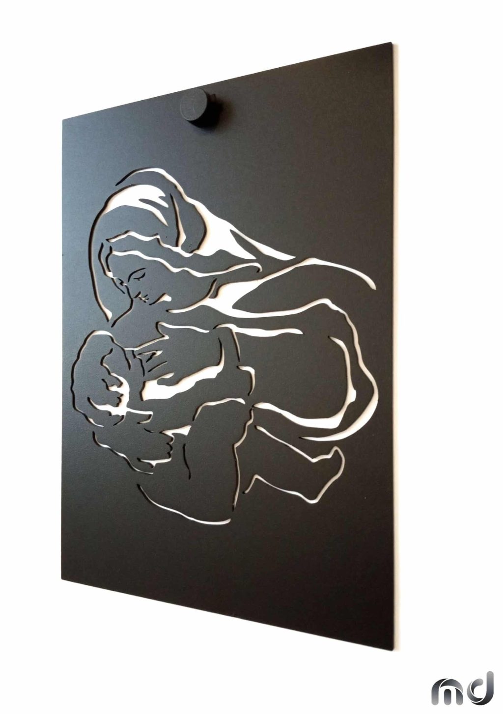 Mutter Gottes mit Jesukind Wandbild Metall KNS023 21 cm - Image 3