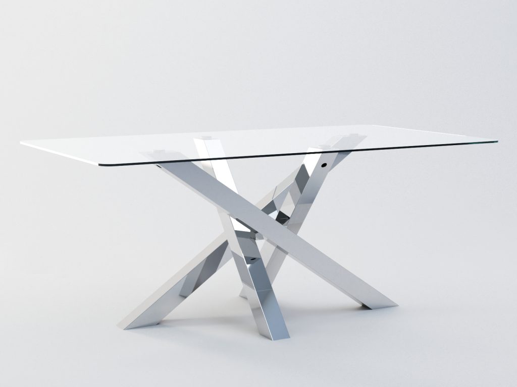 Tischgestell aus Edelstahl unter Glasplatte Mediolan Chrom M - Image 3