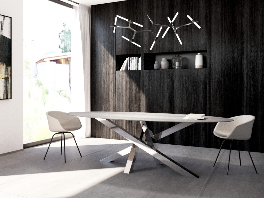 Tischgestell aus Edelstahl unter Glasplatte Mediolan Chrom L - Image 4