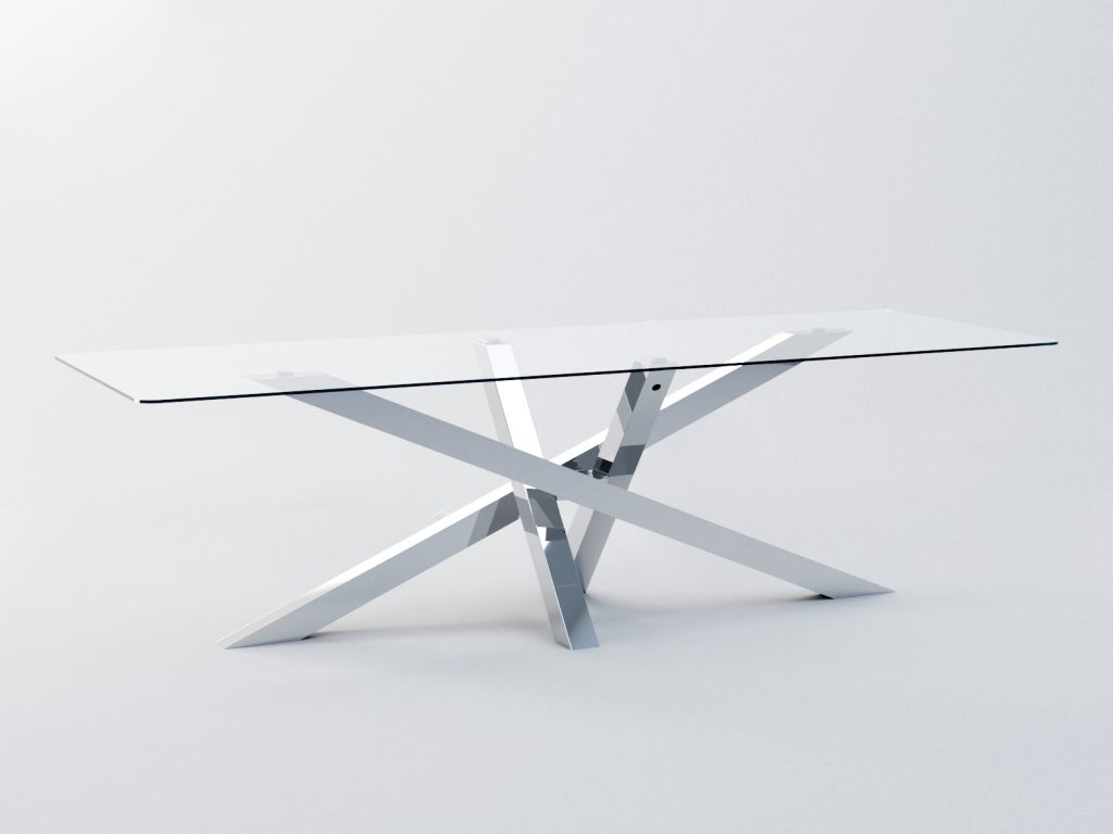 Tischgestell aus Edelstahl unter Glasplatte Mediolan Chrom XL - Image 3