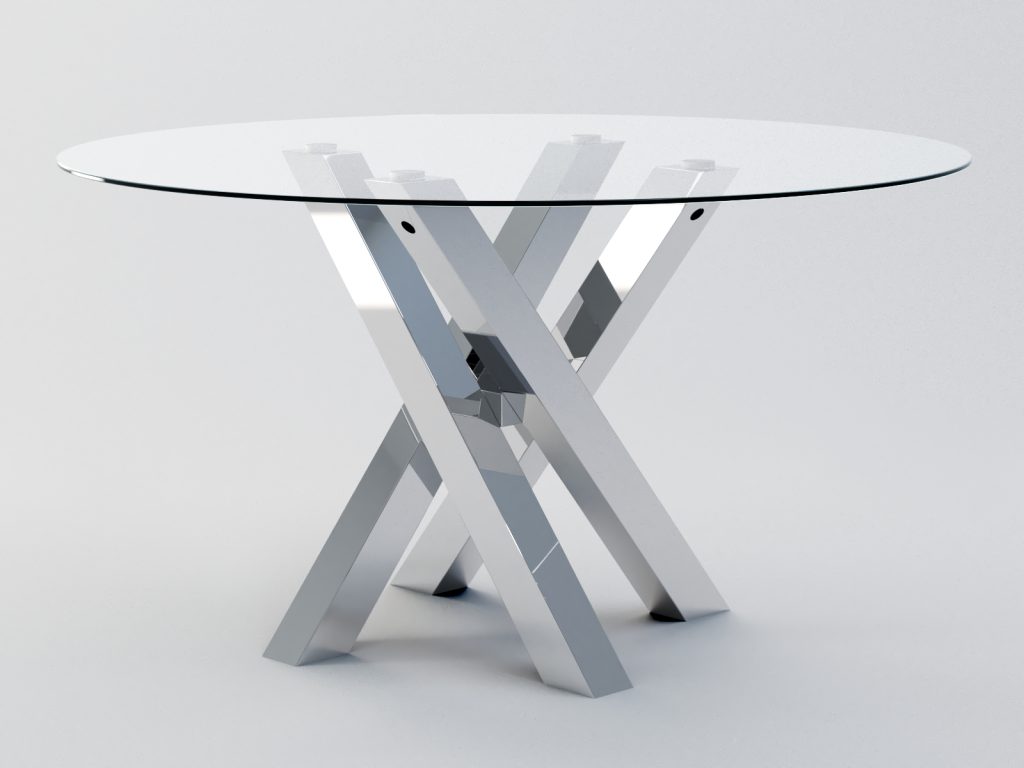 Tischgestell aus Edelstahl unter Glasplatte Mediolan Chrom S - Image 3