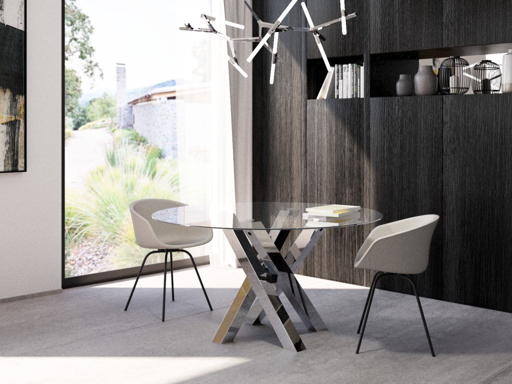 Tischgestell aus Edelstahl unter Glasplatte Mediolan Chrom S - Image 4