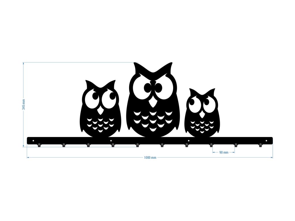 Wandgarderobe Eulen 100 cm - Image 3
