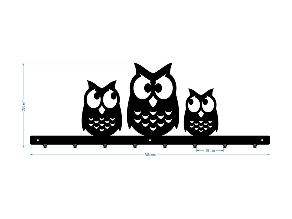 Wandgarderobe Eulen 80 cm - Image 3