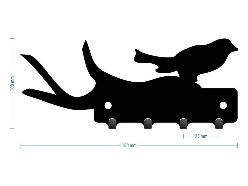 Wieszak metalowy na klucze ptak 15cm - Image 2