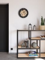 Holz Wanduhr mit Intarsien Monstera 40 cm - Image 2