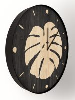 Holz Wanduhr mit Intarsien Monstera 40 cm - Image 3