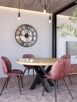 Wanduhr mit Spiegel Metall Roma Loft 90 cm - Image 2