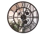 Wanduhr mit Spiegel Metall Loft mit Getriebe 70 cm