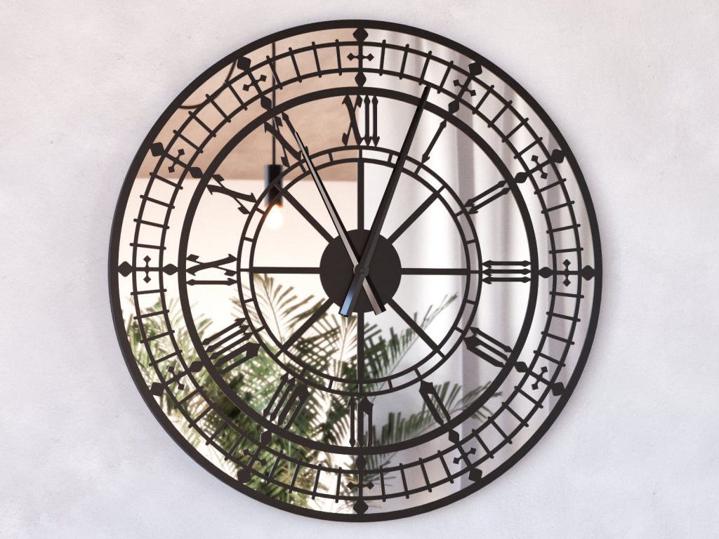 Wanduhr mit Spiegel Metall Big Ben 80 cm - Image 4