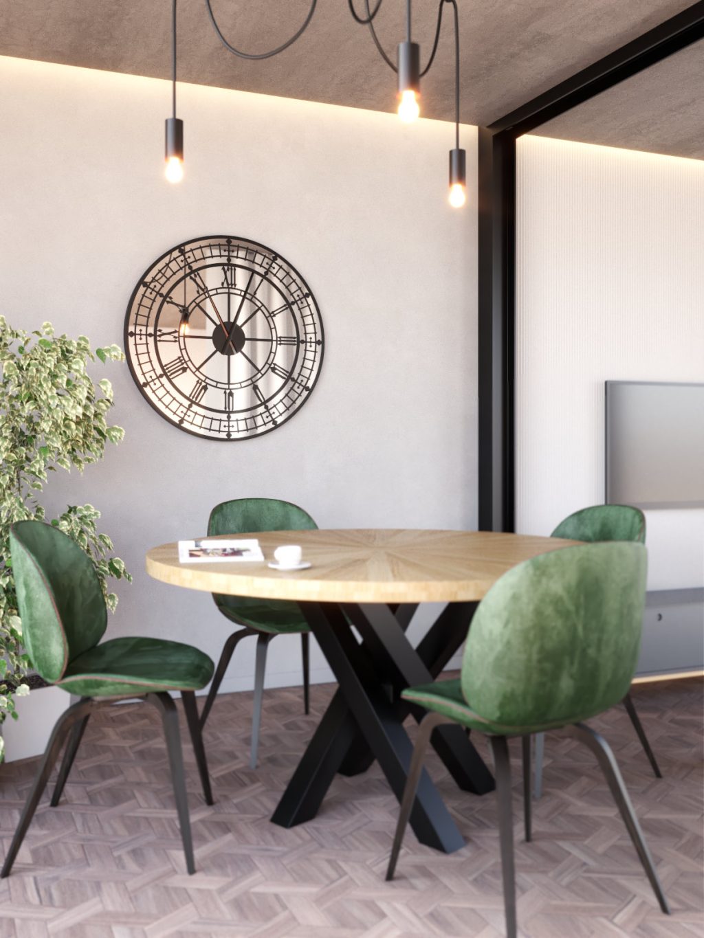 Wanduhr mit Spiegel Metall Big Ben 90 cm - Image 2