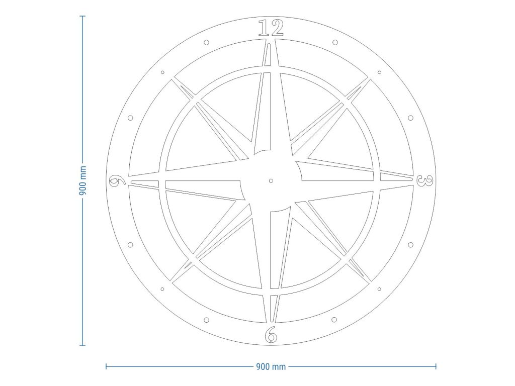 Wanduhr Groß Windrose 90 cm - Image 8